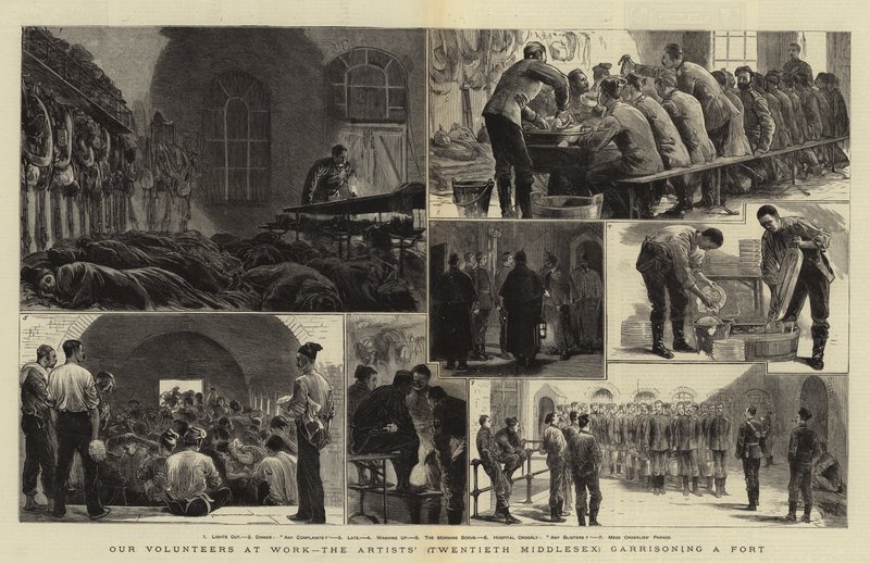 Unsere Freiwilligen bei der Arbeit, die Künstler (Zwanzigstes Middlesex) besetzen ein Fort von Joseph Nash