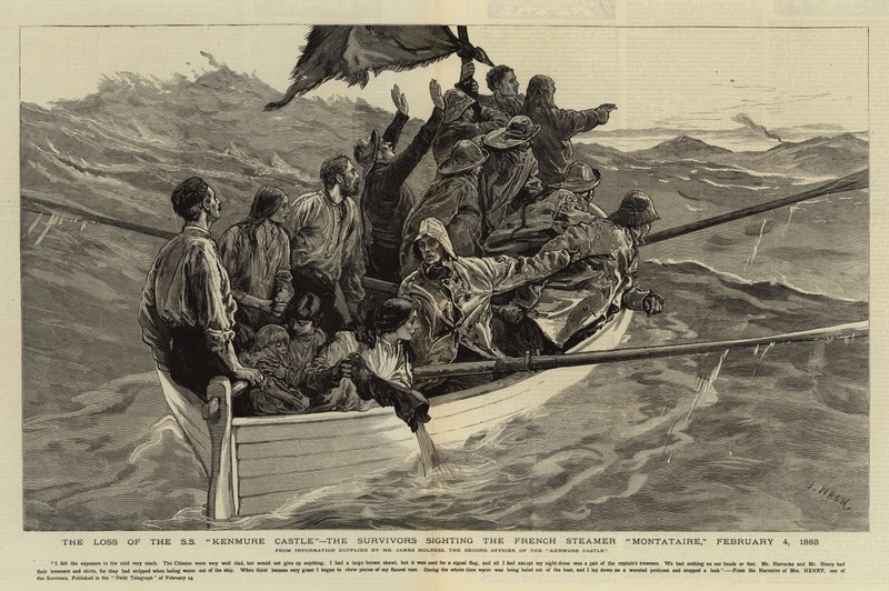 Der Verlust der S.S. Kenmure Castle, die Überlebenden sichten den französischen Dampfer Montataire, 4. Februar 1883 von Joseph Nash