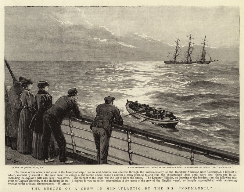 Die Rettung einer Besatzung im Mittelatlantik durch die S S Normannia von Joseph Nash