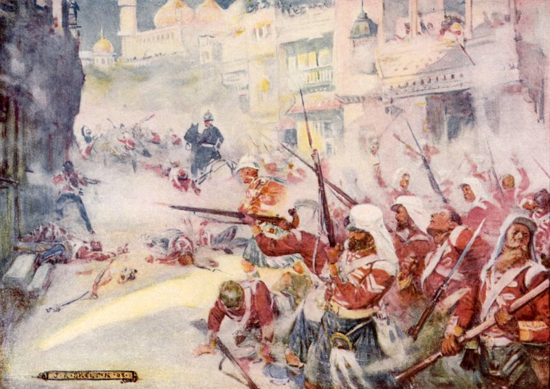 Britische Soldaten kämpfen sich durch die Straßen von Joseph Ratcliffe Skelton