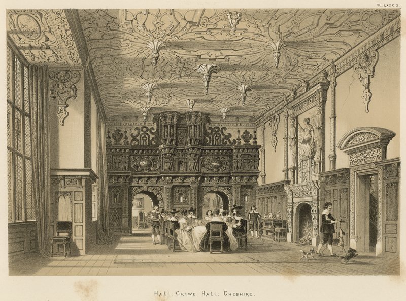 Halle, Crewe Hall, Cheshire von Joseph Nash
