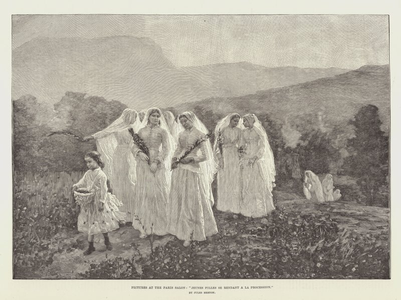 Bilder im Pariser Salon, Jeunes Filles se Rendant à La Procession von Jules Breton