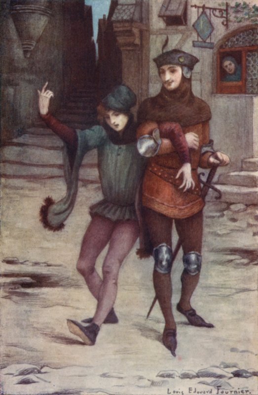 Die Tür öffnete sich und ein Paar guter Freunde kam heraus von Louis Edouard Paul Fournier