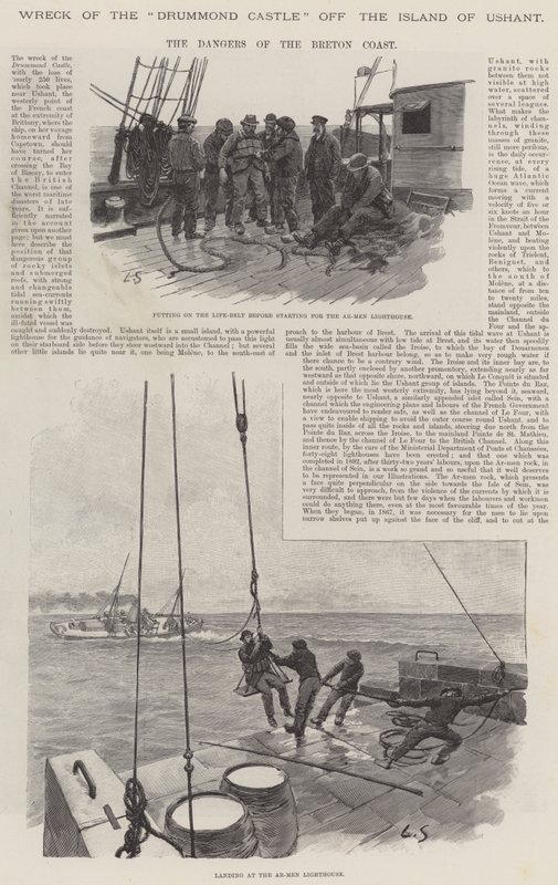 Wrack der Drummond Castle vor der Insel Ushant, die Gefahren der bretonischen Küste von Louis Remy Sabattier