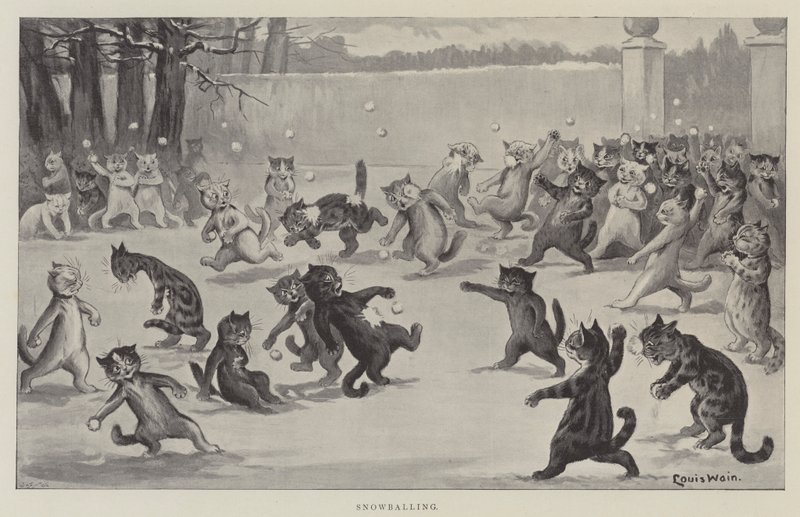 Schneeballschlacht von Louis Wain
