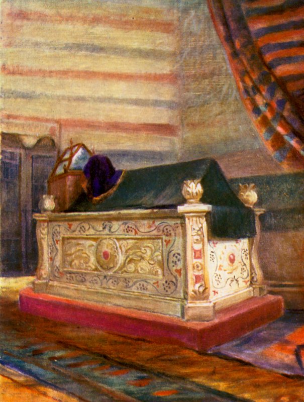 Grab von Saladin, Innenansicht (Farblithografie) von Margaret Thomas