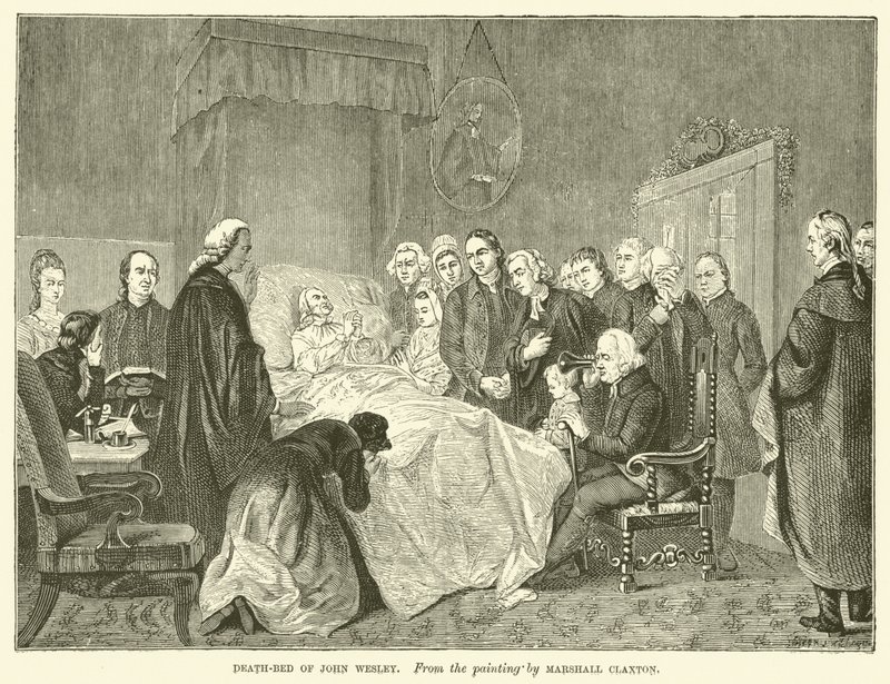 Sterbebett von John Wesley (Gravur) von Marshall (after) Claxton