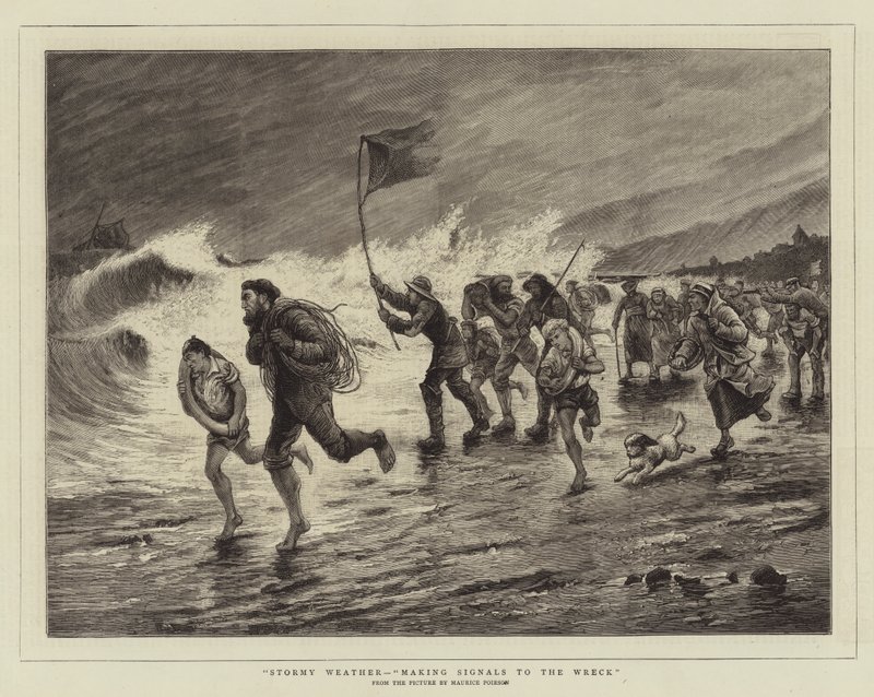 Stürmisches Wetter, Signale an das Wrack von Maurice Poirson