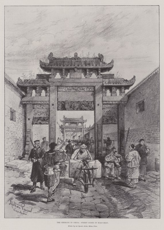 Die Deutschen in China, Straßenszene in Kiao-Chau von Melton Prior