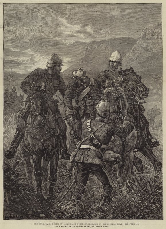 Der Zulukrieg, Tod von Leutnant Frith im Gefecht am Erzungayan-Hügel von Melton Prior