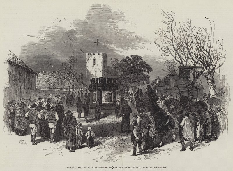 Beerdigung des verstorbenen Erzbischofs von Canterbury, die Prozession in Addington von Myles Birket Foster