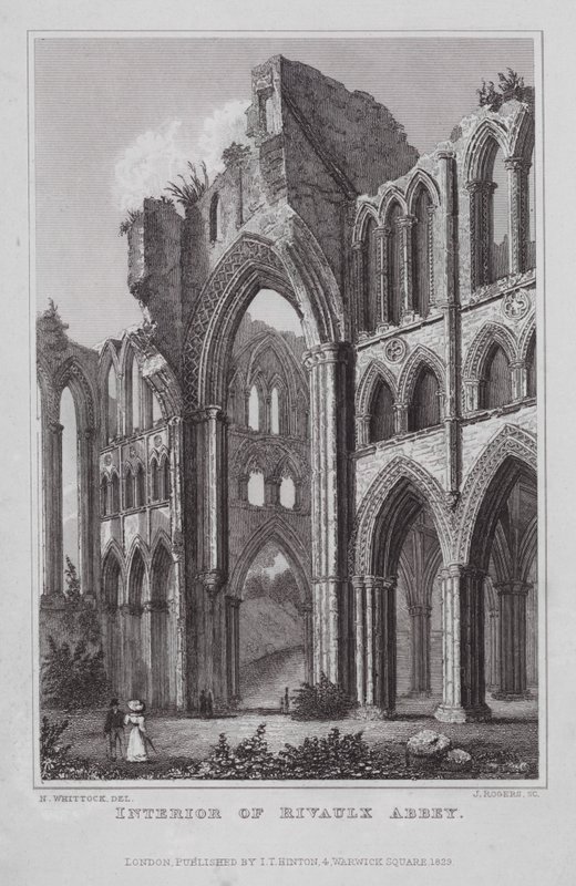 Innenansicht der Abtei Rivaulx von Nathaniel (after) Whittock