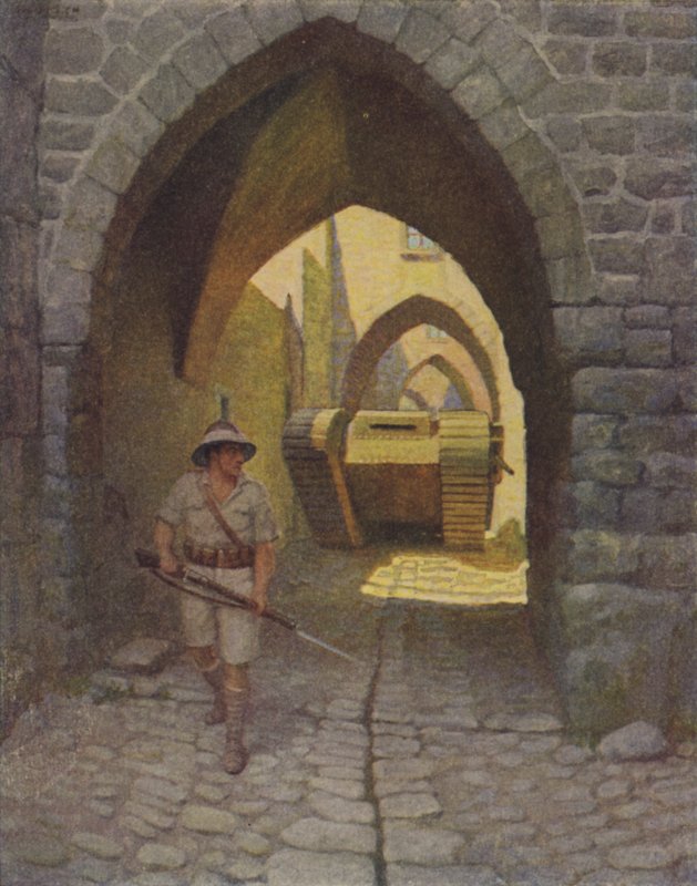 Ein englischer Panzer in den Straßen von Jerusalem von Newell Convers Wyeth