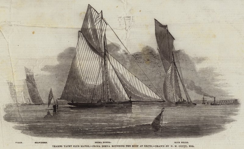 Thames Yacht Club Match, Prima Donna rundet die Boje bei Erith von Nicholas Matthews Condy