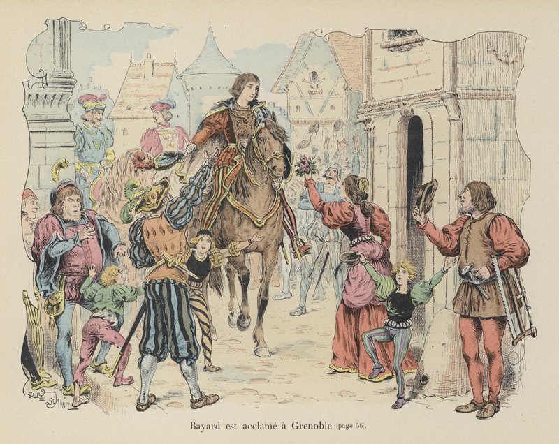 Der Chevalier de Bayard wird bei seiner Ankunft in Grenoble, Frankreich, gefeiert von Paul de Semant