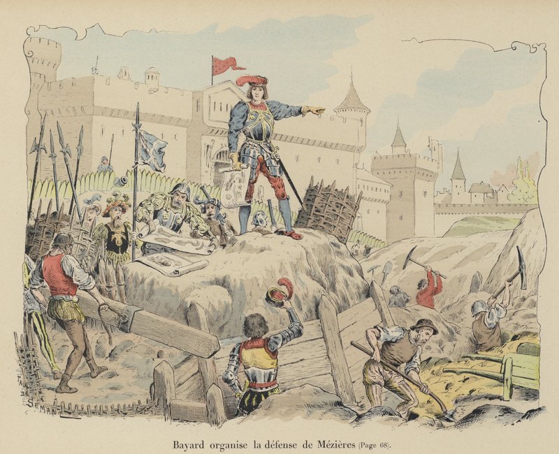 Der Chevalier de Bayard organisiert die französische Verteidigung bei der Belagerung von Mezieres, Frankreich, 1521 von Paul de Semant