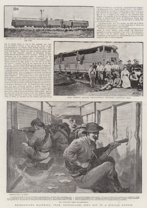Belagertes Mafeking, von Fotografien, die von einem speziellen Boten gesendet wurden von Percy F.S. Spence