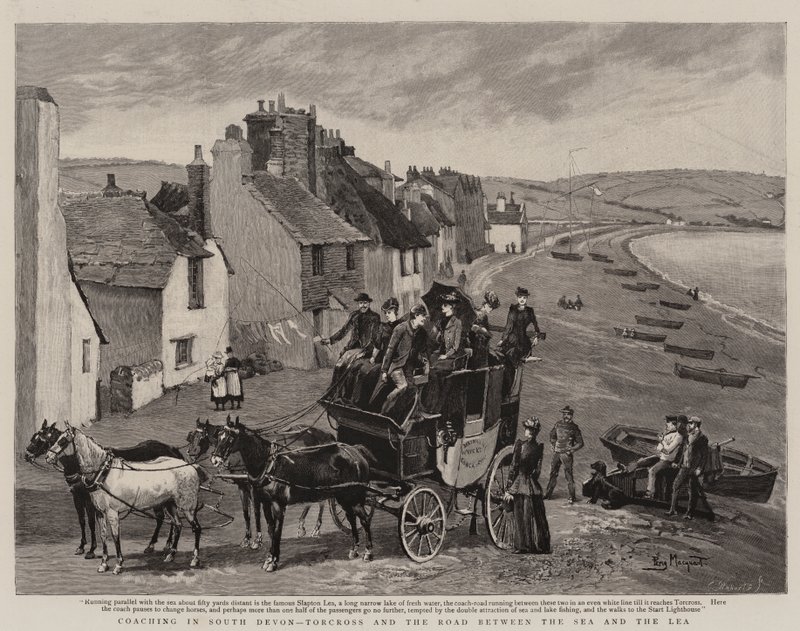 Kutschfahrt in Süd-Devon, Torcross und die Straße zwischen dem Meer und der Lea von Percy Macquoid