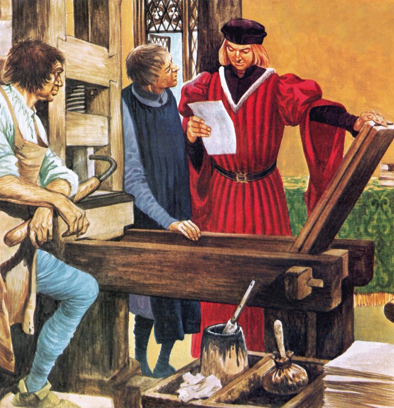 Caxtons Druckerpresse von Peter Jackson