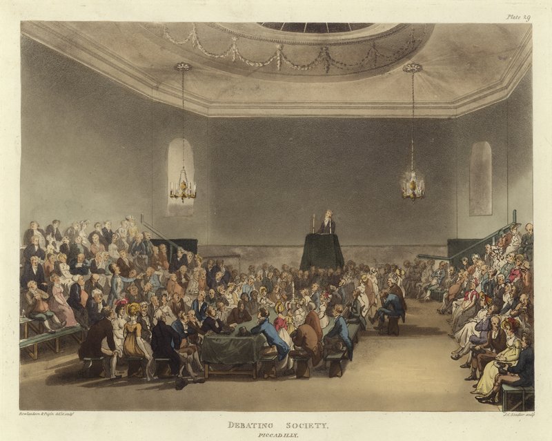 Debattiergesellschaft von Pugin and Rowlandson