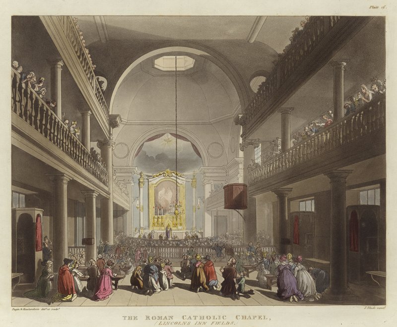 Die römisch-katholische Kapelle von Pugin and Rowlandson