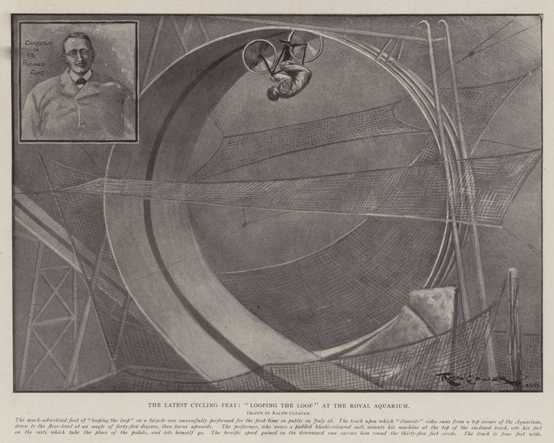 Die neueste Radfahrkunst, Looping the Loop im Royal Aquarium von Ralph Cleaver