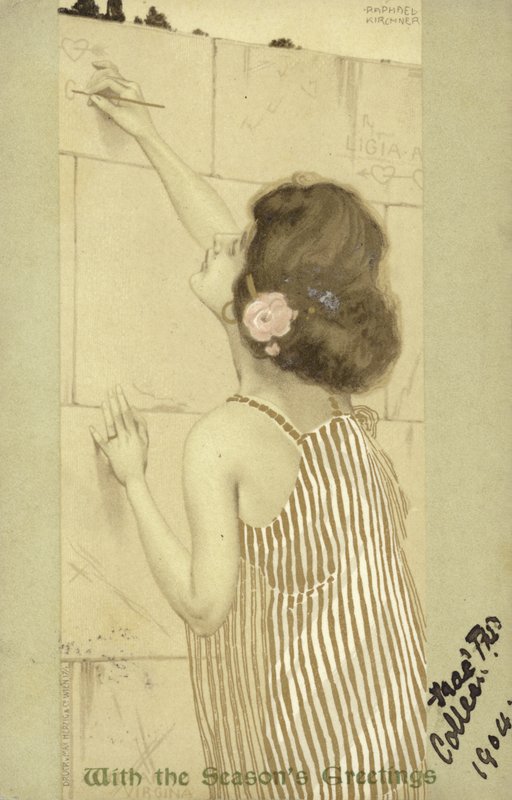 Mädchen schreibt an eine Wand von Raphael Kirchner
