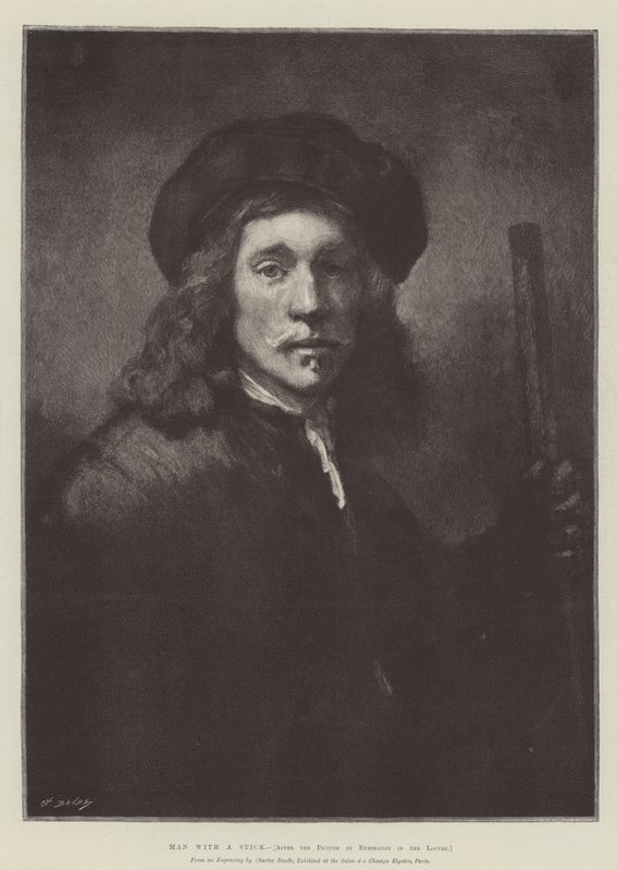Mann mit einem Stock von Rembrandt van Rijn