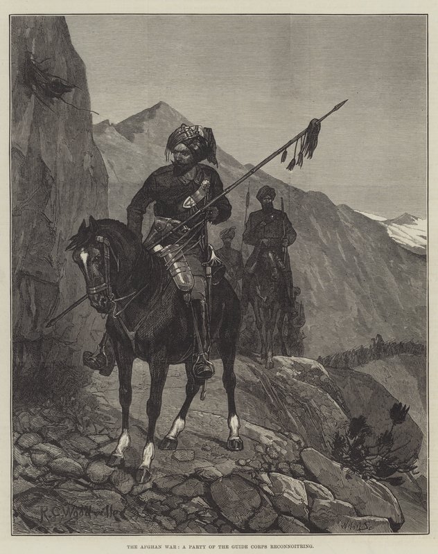 Der afghanische Krieg, eine Gruppe des Guide Corps bei der Erkundung von Richard Caton Woodville junior