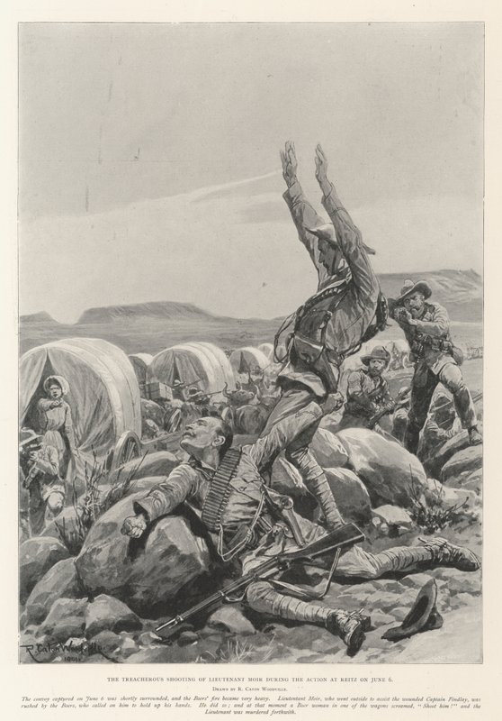 Der heimtückische Schuss auf Leutnant Moir während der Aktion bei Reitz am 6. Juni von Richard Caton Woodville junior