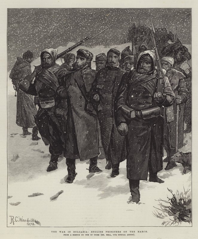 Der Krieg in Bulgarien, englische Gefangene auf dem Marsch von Richard Caton Woodville junior