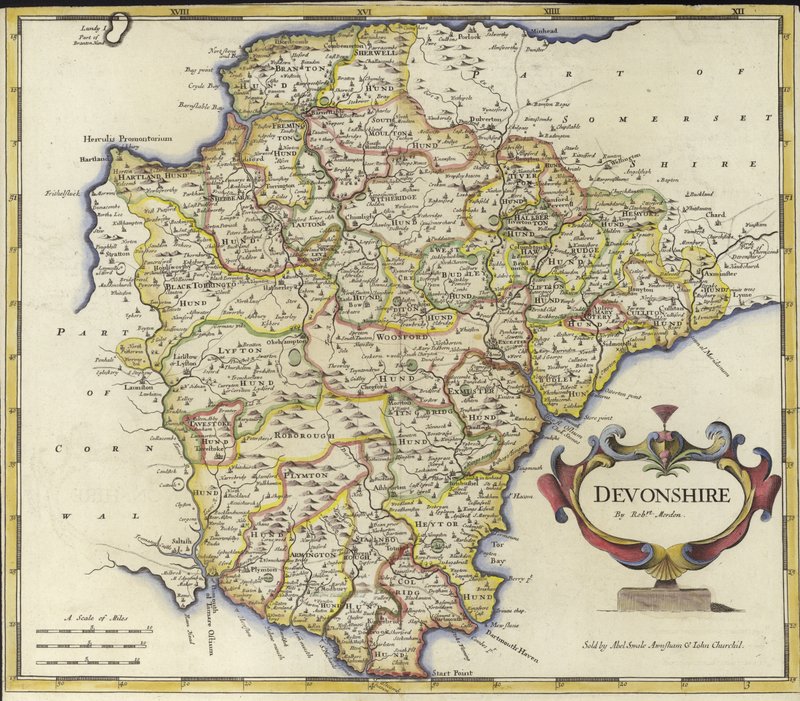 Karte von Devonshire von Robert Morden