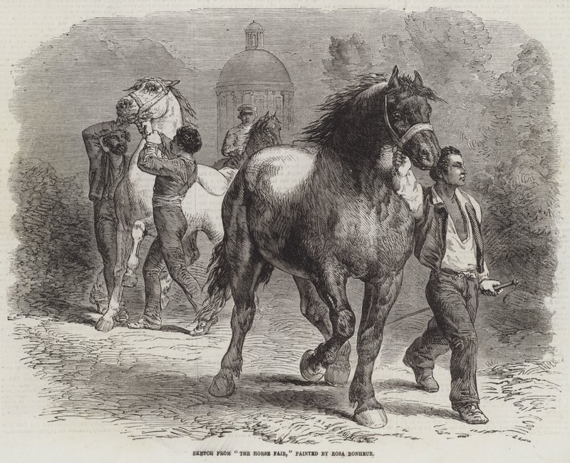 Skizze vom Pferdemarkt von Rosa Bonheur