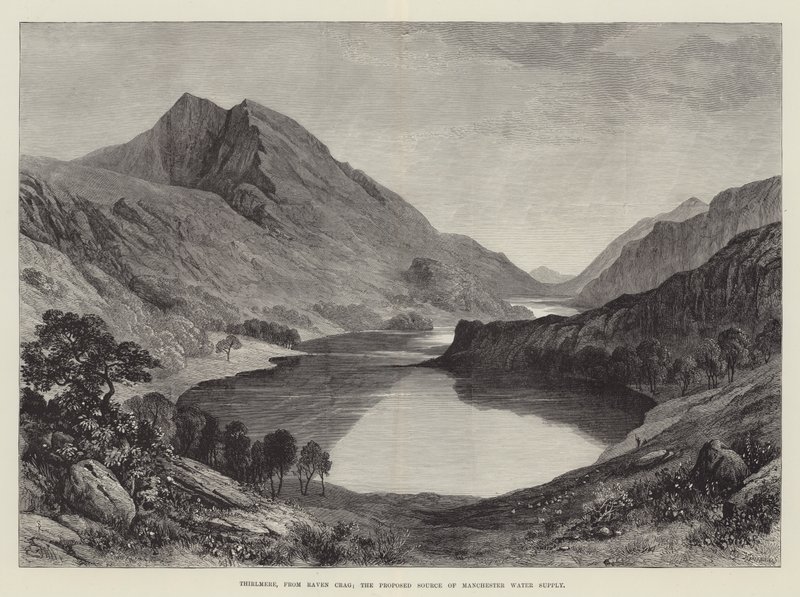 Thirlmere, vom Raven Crag; die vorgeschlagene Quelle der Wasserversorgung von Manchester von Samuel Read
