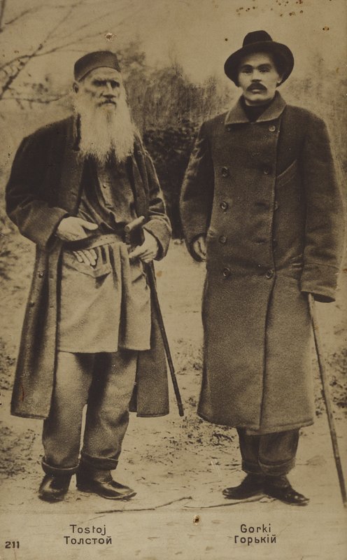 Russische Autoren Leo Tolstoi und Maxim Gorki, 1900 von Sophia Andreevna Tolstaya