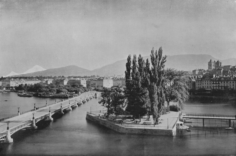 Genf, Gesamtansicht (s/w Foto) von Swiss Photographer