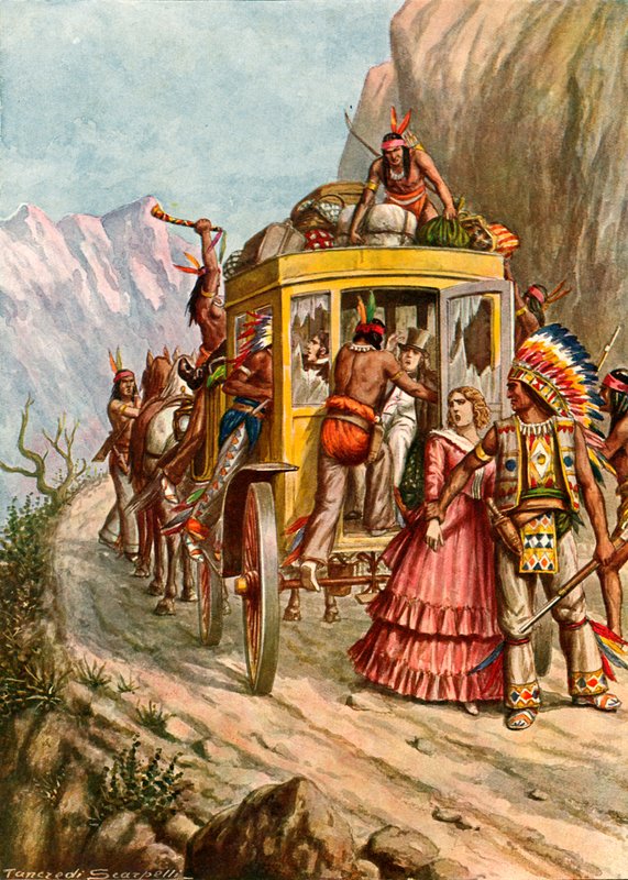 Rothäute greifen einen Wagen an von Tancredi Scarpelli