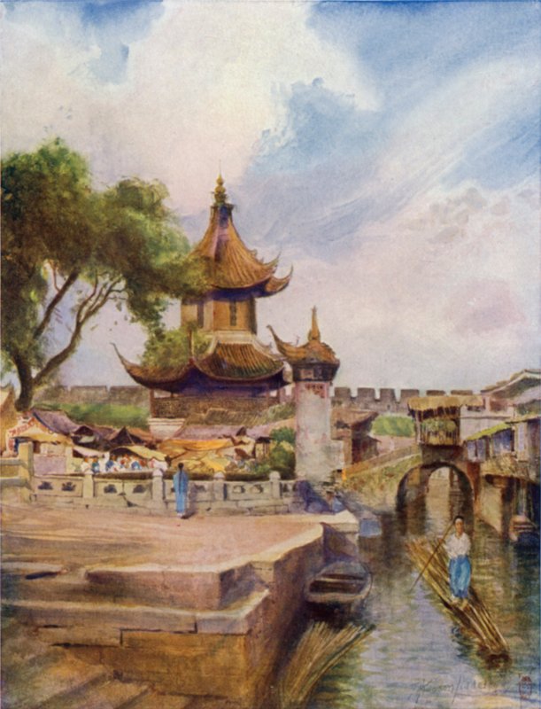 Der Tempel in Bing-Oo, Wasserpforte und Stadtmauer von Thomas Hodgson Liddell