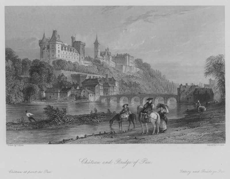 Schloss und Brücke von Pau von Thomas (after) Allom