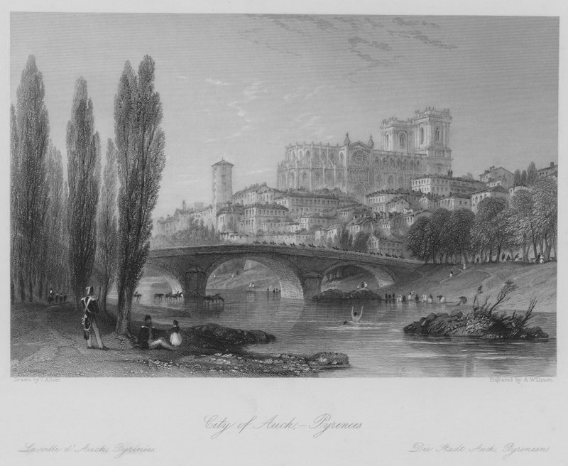 Stadt Auch, Pyrenäen (Gravur) von Thomas (after) Allom