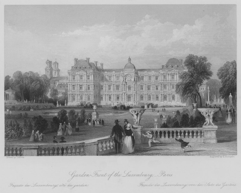 Gartenfront des Luxemburgs, Paris (Stich) von Thomas (after) Allom
