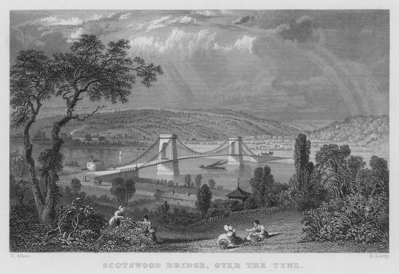 Scotswood Brücke über den Tyne (Stich) von Thomas (after) Allom