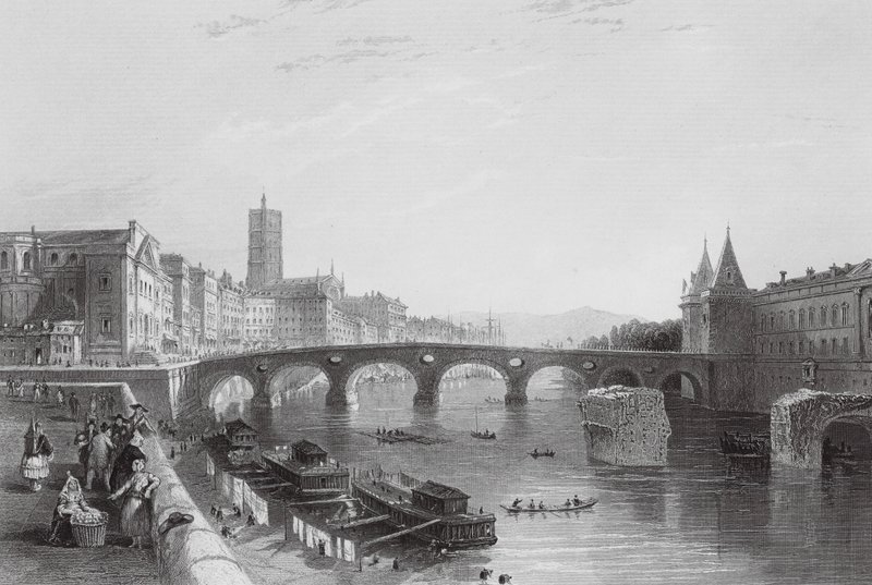 Die Brücke von Toulouse (Gravur) von Thomas (after) Allom