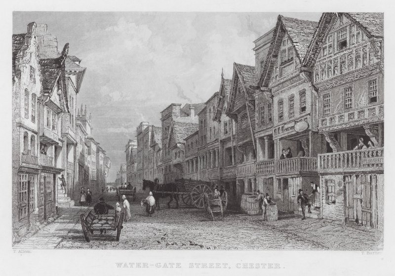 Water-Gate Street, Chester (Gravur) von Thomas (after) Allom