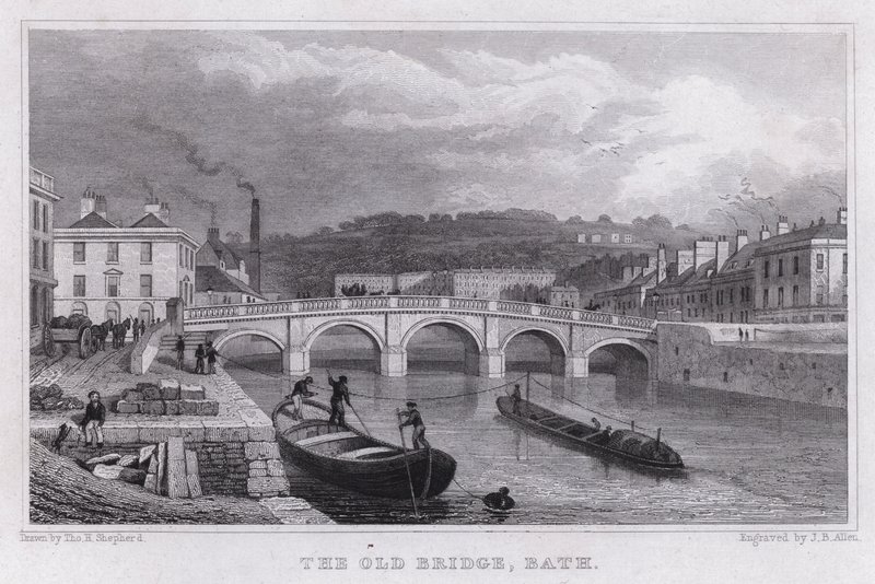 Die alte Brücke, Bath (Stich) von Thomas Hosmer Shepherd