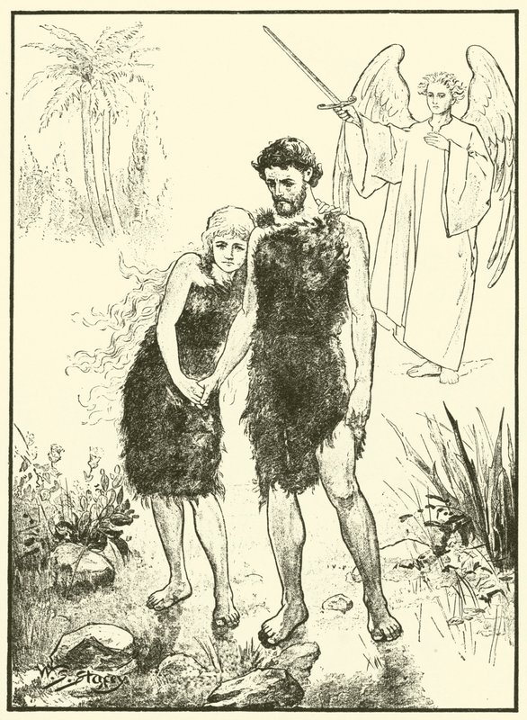 Adam und Eva werden aus dem Garten Eden vertrieben von W.S. Stacey