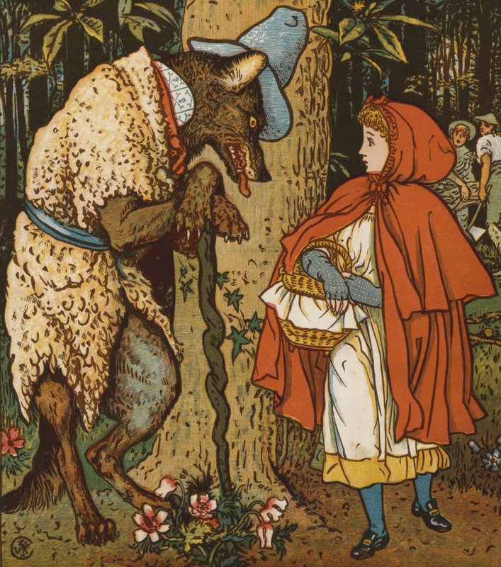 Rotkäppchen (Farblithographie) von Walter Crane