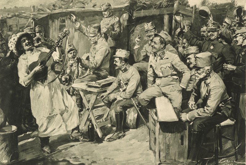 Wiener Humor in einem Lager von Reservisten in den Karpaten von Wilhelm Gause