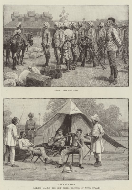 Kampagne gegen die Chin-Stämme, Grenze von Oberburma von William Barnes Wollen