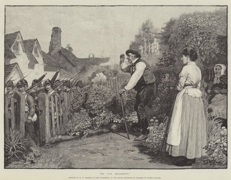 Mein altes Regiment!, in der Ausstellung des Royal Institute of Painters in Water Colours von William Barnes Wollen